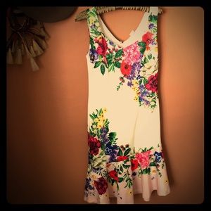 Brand new floral midi dress, ruffle hem, Small.